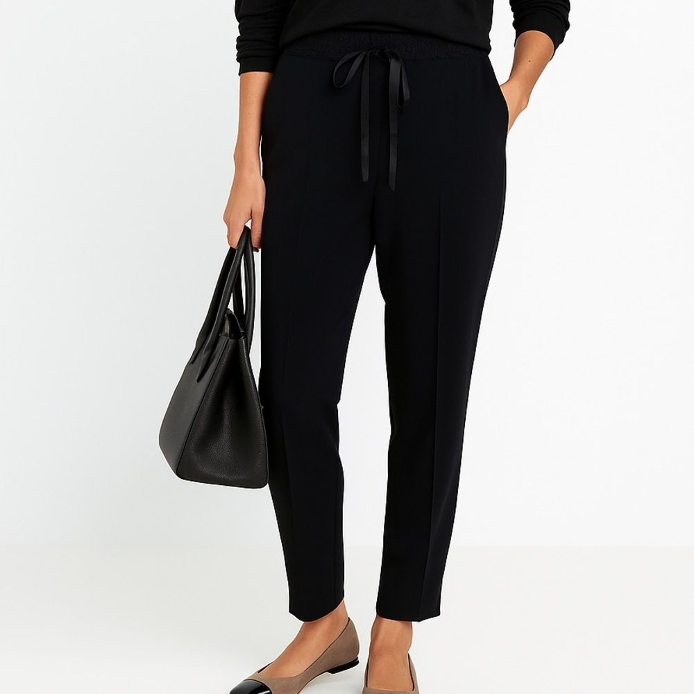 Molly Bracken Classic Black Tapered Trousers Size L Career Office Business